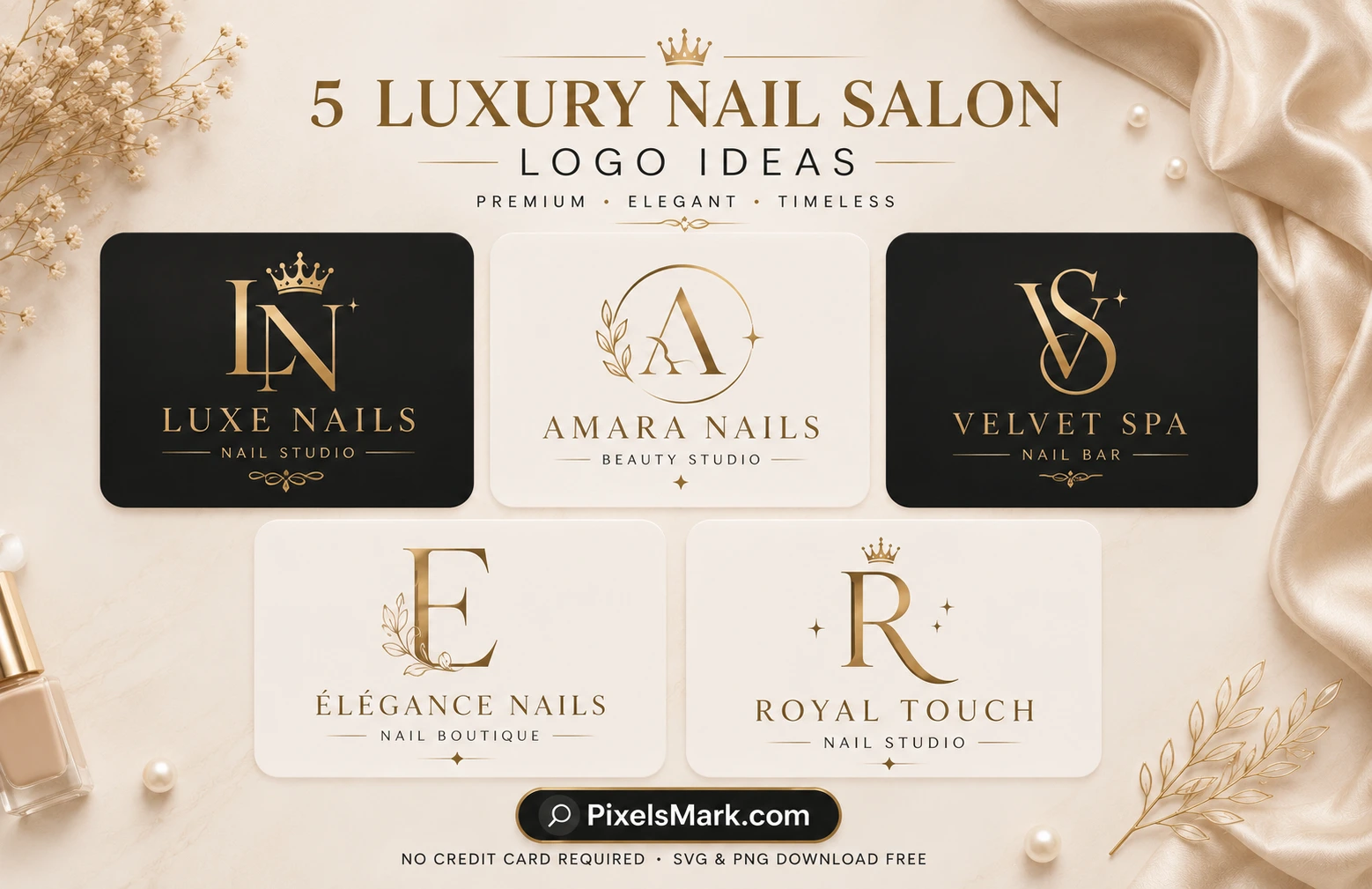 Luxury nail salon logo ideas showing premium branding styles for high-end nail studios 2026