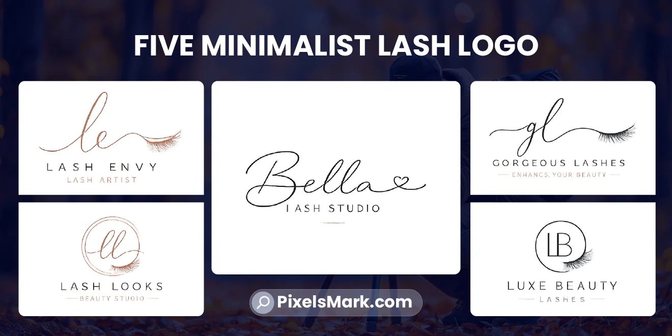 Minimalist lash technician logo ideas showing clean modern beauty branding styles 2026