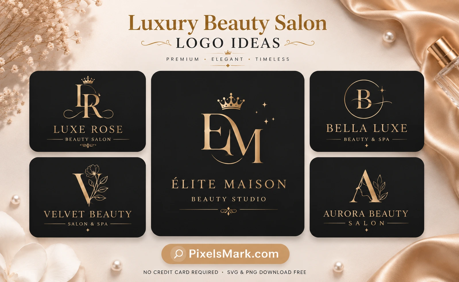 Luxury beauty salon logo ideas showing premium branding styles for high-end salons and spas 2026