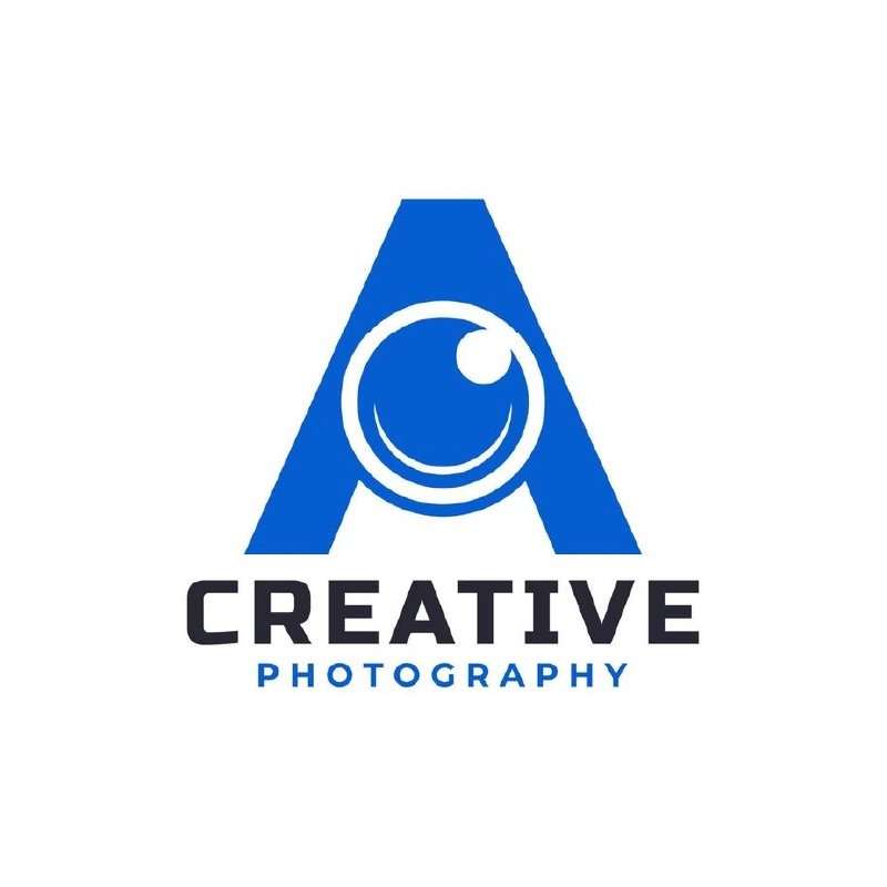 Macro lens with integrated letterform for photography logo design