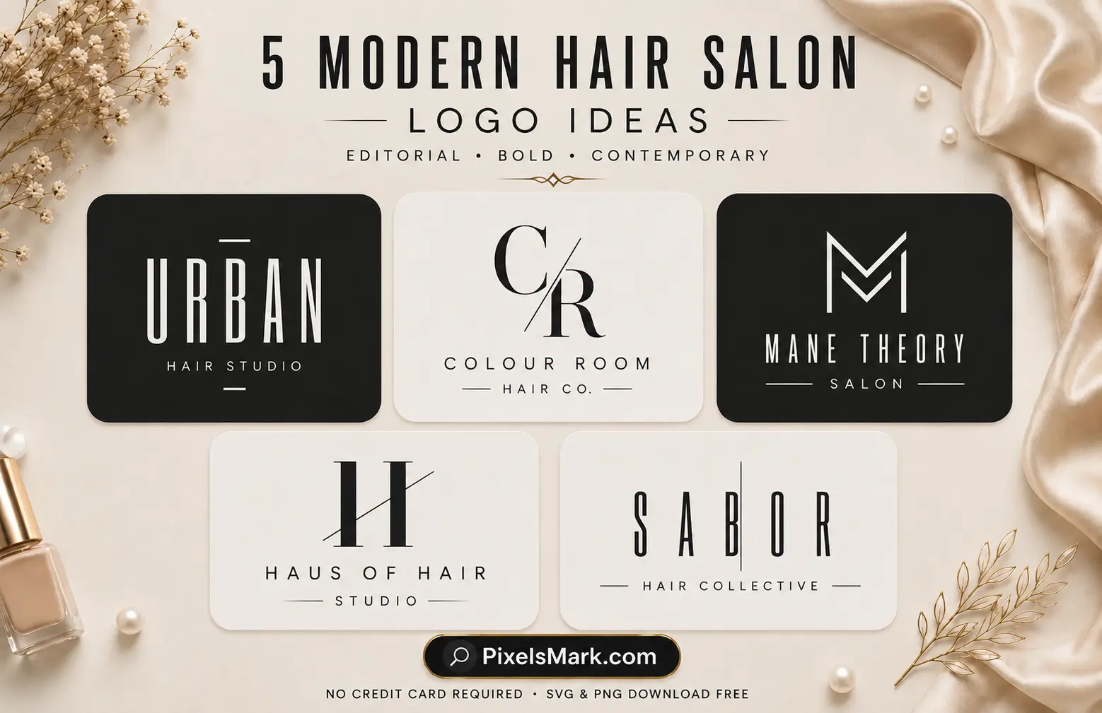 Modern hair salon logo ideas showing editorial branding styles for contemporary salons and colour studios 2026