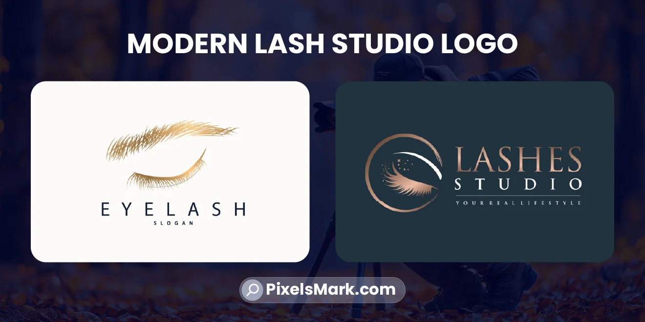 Modern lash studio logo ideas showing contemporary salon branding styles for lash technicians