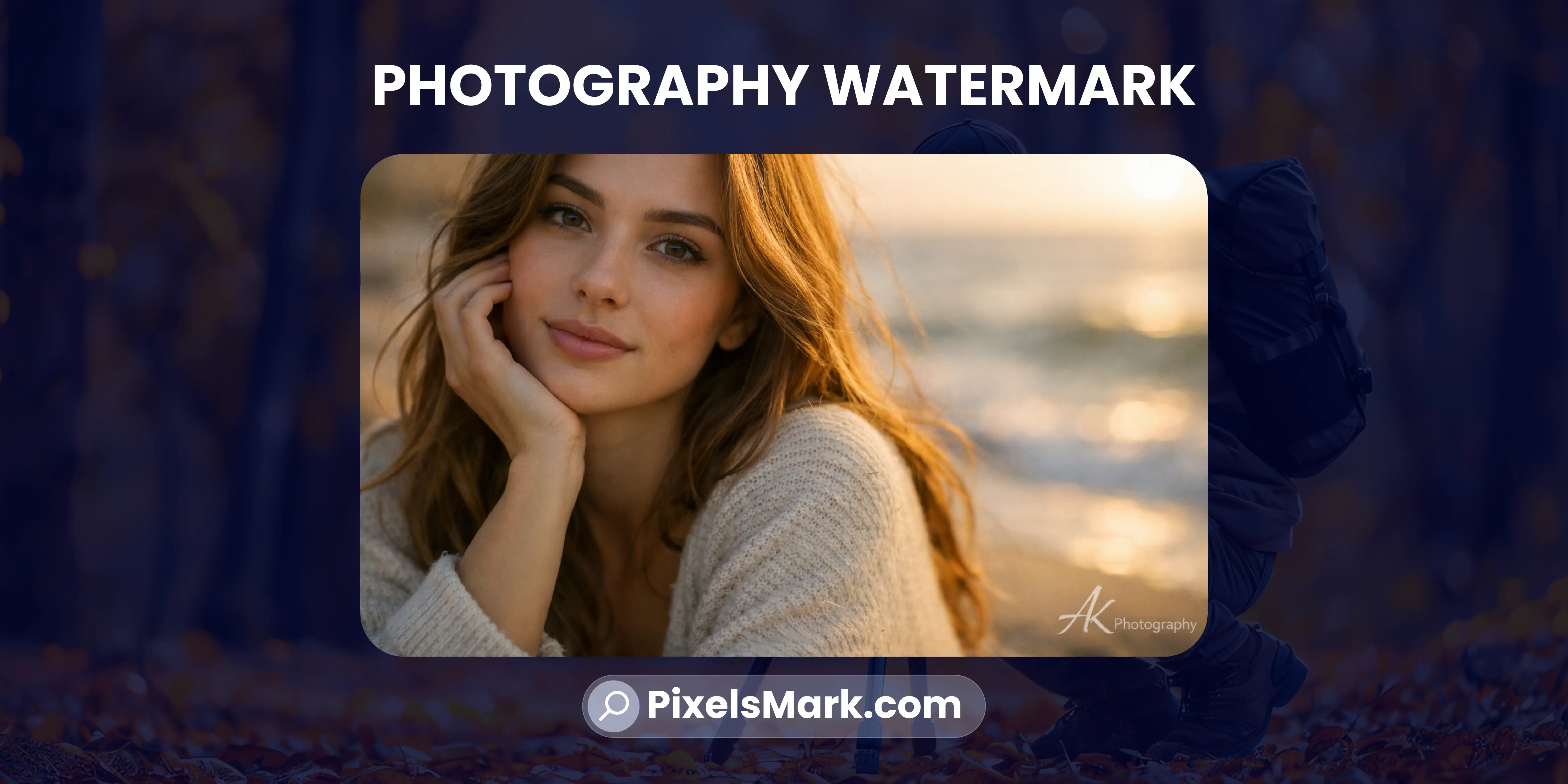 Photography logo used as watermark on professional photo showing correct placement and opacity