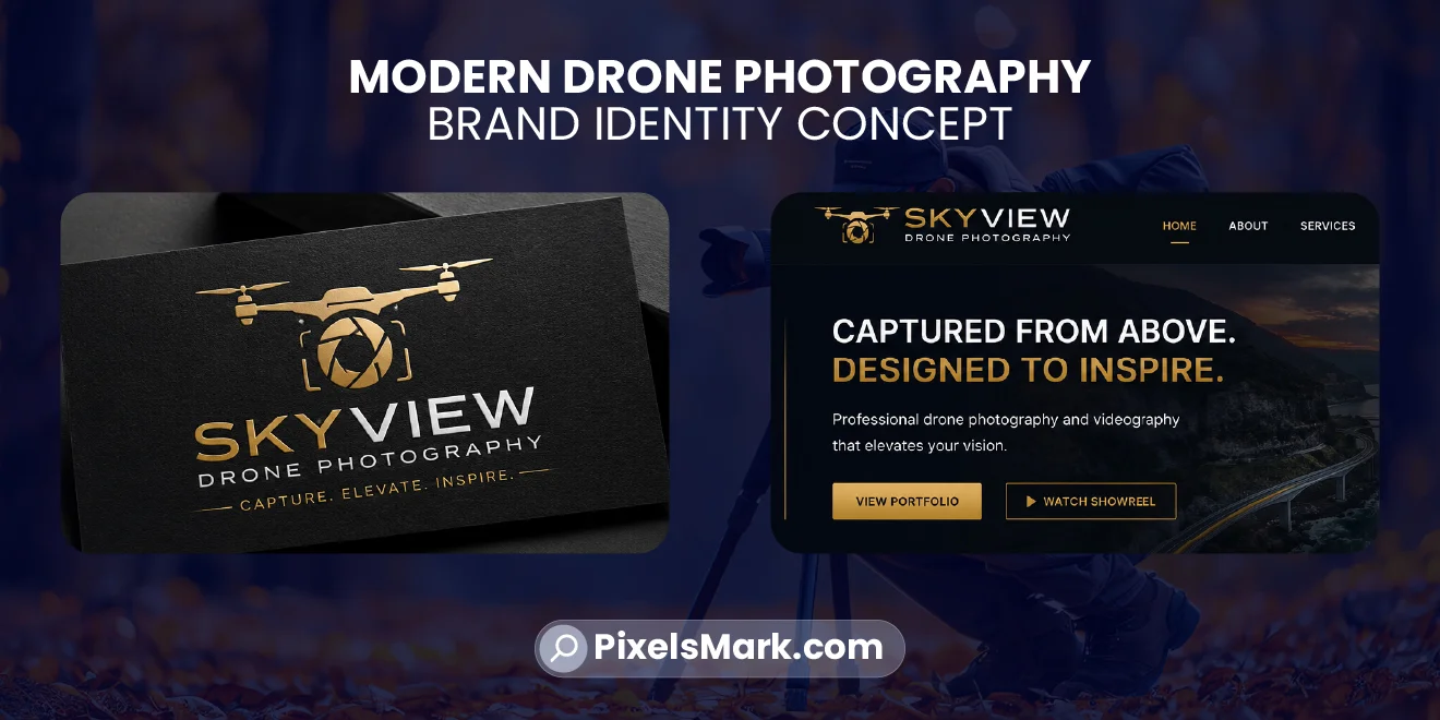 Drone photographer logo ideas 2026 showing modern aerial photography branding design