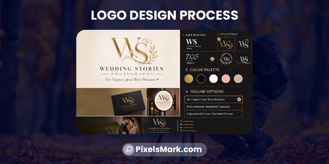 How to create a wedding photographer logo online free using Pixelsmark logo maker